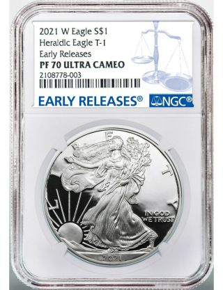 2021 Type 1 American Silver Eagle Early Releases Ngc Pf70ucam