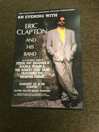 Eric Clapton Stevie Ray Vaughan Robert Cray 1990 Cardstock Concert Poster 12x18