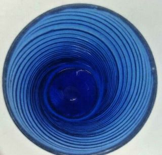 Vintage Hand Blown Swirl Texture Cobalt Blue Tumbler Glass 4 1/2 " Sparkles