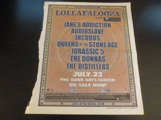 Lollapalooza 2003 Concert Poster Ad Janes Addition Audioslave Incubus Plus More.