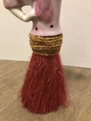 Vtg Antique Porcelain Half Doll Whisk Broom Clothes Brush Germany Japan 3