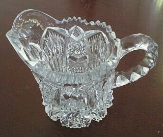 EAPG IMPERIAL GLASS CO.  No.  212 NUCUT; Diamond With Fans Creamer 1912 3