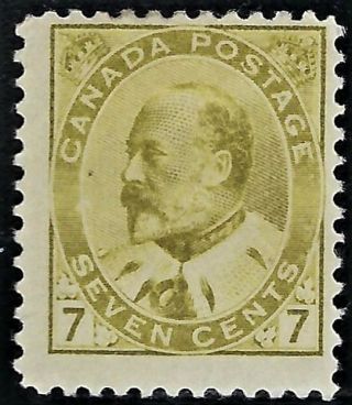 Canada 1903 Scott 92,  Mint/lh,  Fog,  7c " King Edward Vii " Overall: Fine