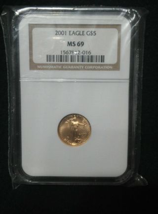 2001 G$5 American Eagle Gold Coin - Ngc Ms 69 - Going From $265.  00 To $475.  00