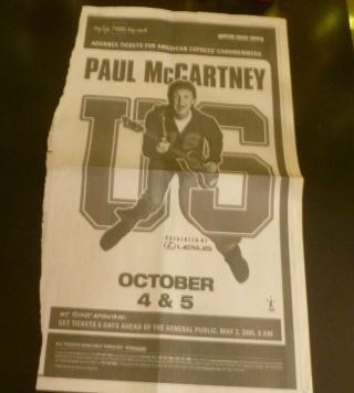 Paul Mccartney 2005 Concert Poster Ad Advert Madison Square Garden Nyc