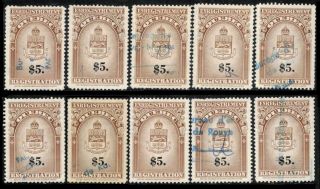Quebec Revenue Dealer Lot 10 Rare 1962 $5.  Qr36 Registration Stamps Cv $105.  00