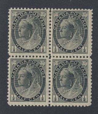 4x Canada Victoria Numeral Stamps 74 - 1/2c Block 2x Mnh 2x Mh F/vf Gv=$60.  00