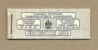 Canada Mnh Bk 38a Bilingual Army - Pn 3x1,  3,  4 Gr,  Rose Vio,  Dk Carmine: 7c,  6c
