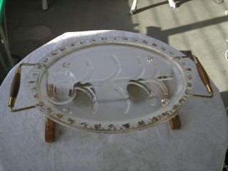 Vgt Fire King Tree Of Life Meat Platter With Mid Century Cradle Candle Warmer