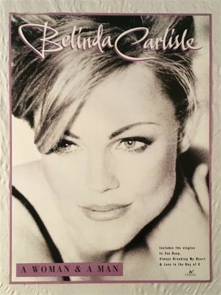 Belinda Carlisle 1996 Promo Poster A Woman And A Man Chrysalis Records Go - Go’s
