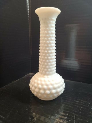 Vintage White Milk Glass Hobnail Bud Vase 7.  5” By Eo Brody Co.  Made In Usa