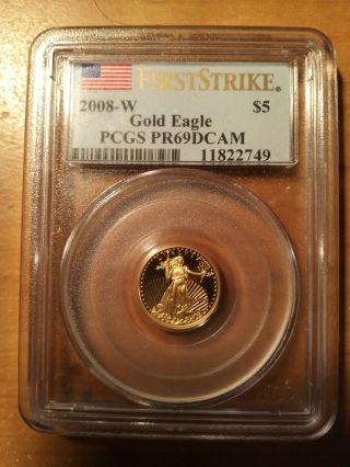 2008 - W Gold Eagle $5 1/10oz First Strike Pcgs Pr69dcam