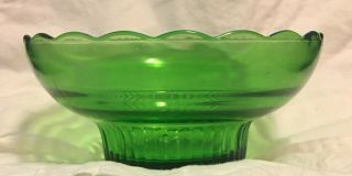 E.  O.  Brody Company Green Glass M2000 Scalloped Pedestal Bowl Cleveland Ohio