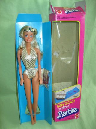 Barbie Vintage 1983 Superstar Era 1067 Sun Gold Malibu Doll W/ Sunglasses & Box