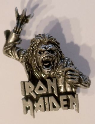 1990 Iron Maiden Eddie Hooks In You Pin Badge Rock Music Heavy Metal