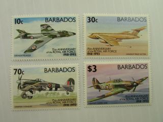 1993 Barbados Sc 842 - 45 75th Anniversary Of The Royal Air Force Mnh Stamp Set