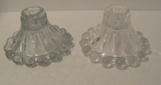 Pair (2) Clear Glass Anchor Hocking Boopie Candle Holders