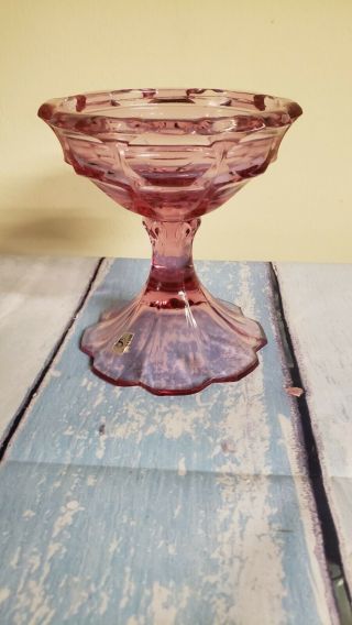 Fenton Art Glass Dusty Rose Pink Candle Holder Pedestal Candy Dish Compote Dish