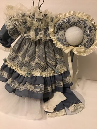 European Style Blue/white Party Doll Dress - Ball Gown For 16”/18” Doll - (b20) See