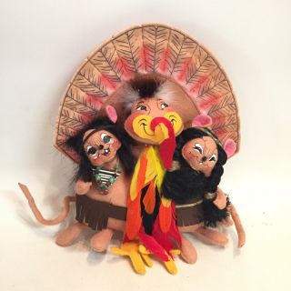 Lets Talk Turkey Native American Annalee Doll Thanksgiving Poseable Boy Girl