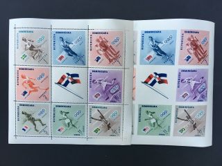 Dominican Republic 1957 Olympics Miniature Sheets Flag Error Mnh.  Sct 479 - 483var