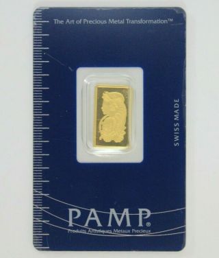 2.  5 Gram Gold Art Bar - Pamp Suisse - Fortuna - 999.  9 Fine In Assay