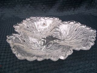 Set Of 6 Stacking Textured Clear Leaf Bowl Dishes