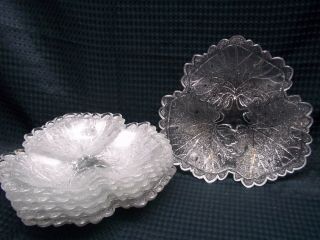 Set of 6 Stacking Textured Clear LEAF Bowl Dishes 2