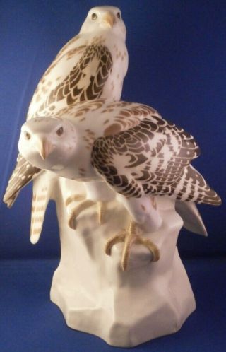 Art Nouveau Meissen Porcelain Falcon Pair Figurine Porzellan Falkenpaar Figur