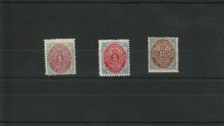 Danish West Indies 1873 - 1902.  1c & 3c P12.  5,  10c P14x13.  5 See 2 Photos.