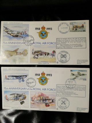 75th Anniversary Of The Raf - 2 First Day Flown Covers 1993