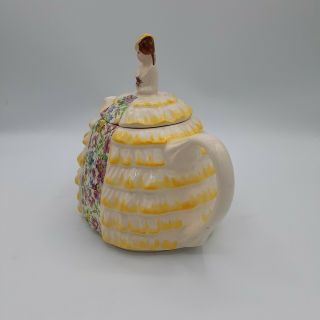 Vintage Sadler Ye Daintee Ladyee Crinoline Lady Teapot in Yellow and Chintz 2