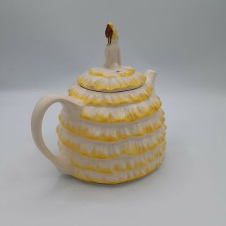 Vintage Sadler Ye Daintee Ladyee Crinoline Lady Teapot in Yellow and Chintz 3