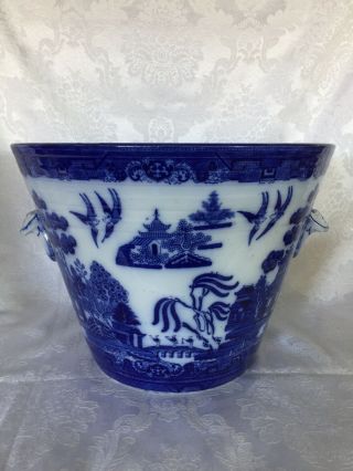 Gorgeous English Flow Blue Willow Advertising Pure Milk By Doulton 3