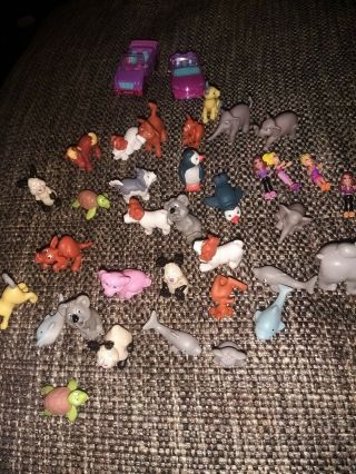 Huge Bundle Of Rare Polly Pocket Figures With Cars And Animal Friends