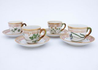 Set Of 4 Cups & Saucers 3618 - Flora Danica - Royal Copenhagen