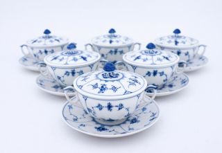 6 Bouillon cups 2199 - Blue Fluted - Royal Copenhagen - Plain Lace 3