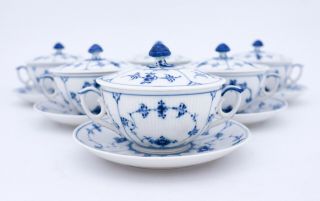 6 Bouillon cups 2199 - Blue Fluted - Royal Copenhagen - Plain Lace 4