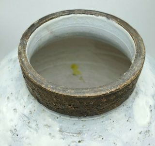Bitossi Raymor Ceramic White Brown Round Pottery Vase Italy Mid Century Modern 4