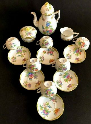 Herend Porcelain Handpainted Queen Victoria Tea Set For 6 Persons (17pcs. )