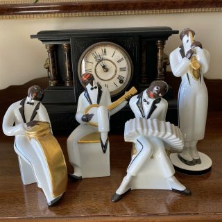 Villeroy And Boch Vintage Robj Set Of 4 Jazz Musicians - Hand Painted And Gilded