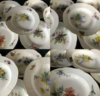 8 Antiques meissen porcelain Soups Plates Art Nouveau Naturalistisch 2