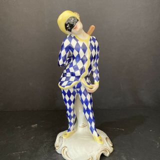 Meissen Porcelain Masked Jester Figurine 5”x 11”
