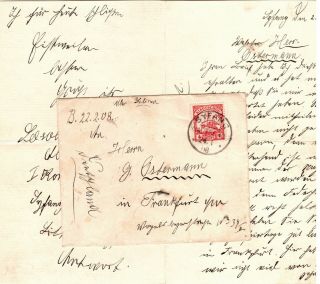 1908 German Colony Kiautschou China Syfang Cancel Plus Letter - Very Scarce