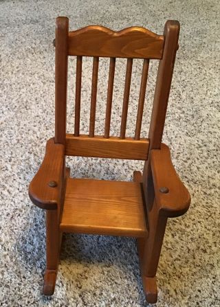Hand Crafted Wooden Doll Rocking Chair 16” Tall X 9” Wide