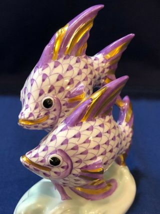 Herend Figurine - Fish - Lavender/ Purple/ Lilac Fishnet