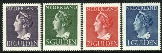 1946 Netherlands Queen Wilhelmina Complete Set Mlh Sc 278 / 281 $200.  00