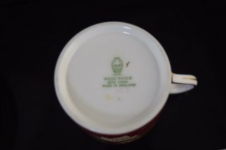 SET OF 7 WEDGWOOD RUBY TONQUIN DEMITASSE CUPS & SAUCERS GREEN MARK 3