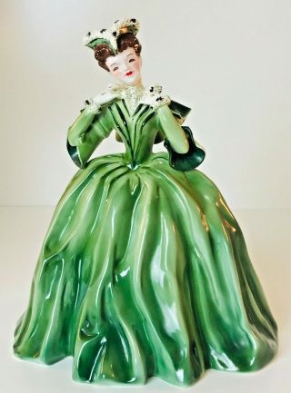 Vintage Florence Ceramics Eugenia In Emerald Green 9 " Figurine