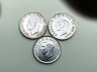 1937,  1938,  1939 Canadian Silver Dollars